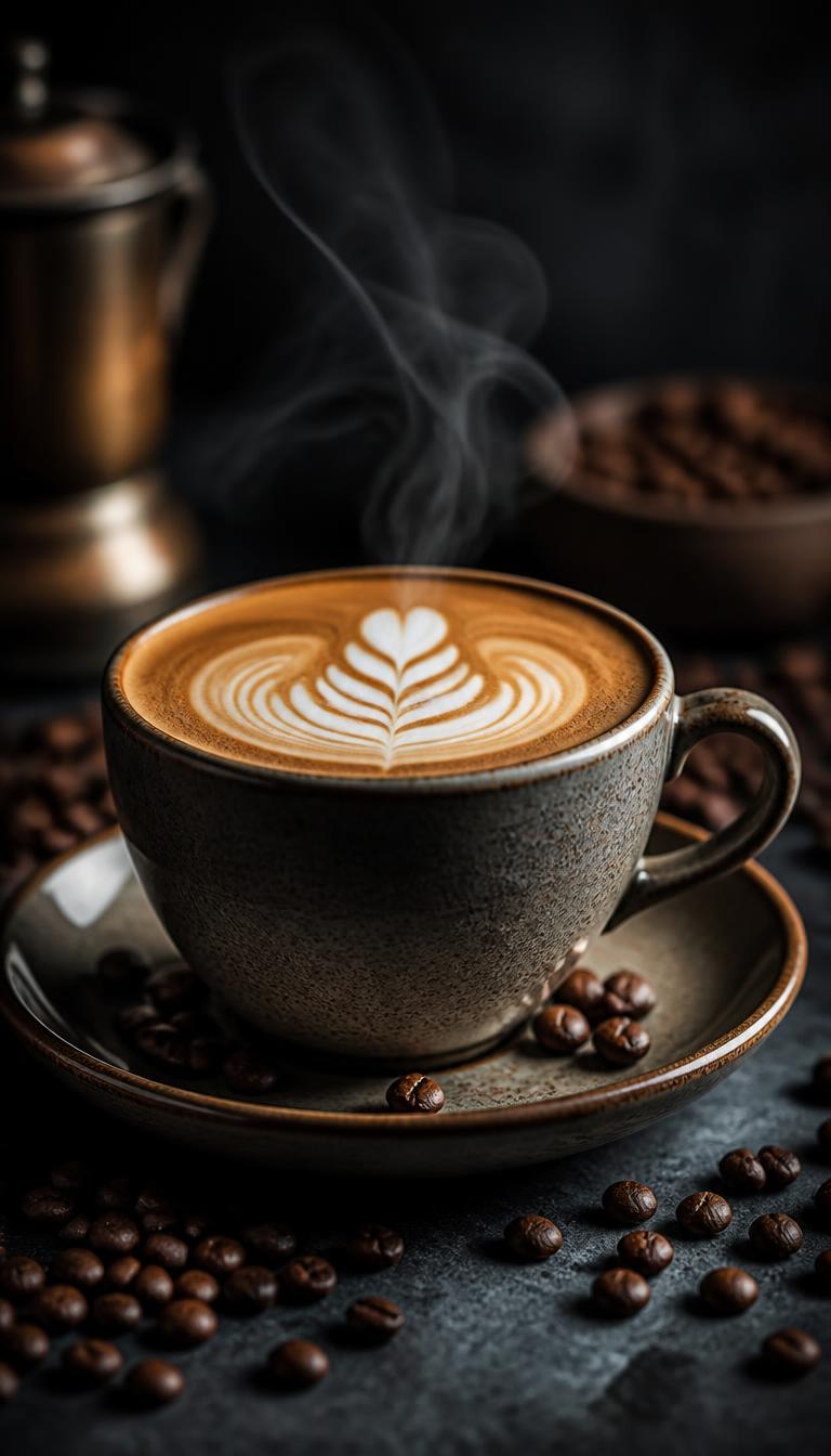 عکس تبلیغاتی فنجان قهوه با لته‌آرت